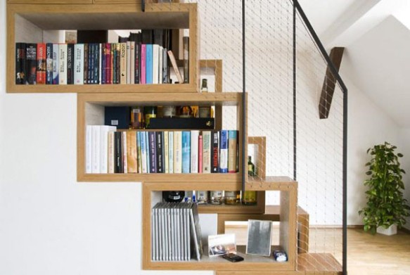 Beautiful-book-shelf-that-matches-the-design-of-the-stairs